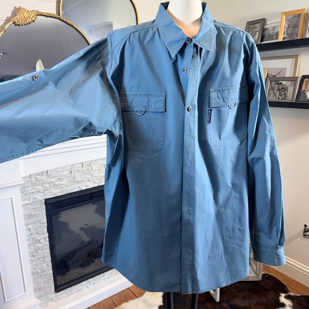 Columbia Blue Men’s Button Down Shirt Men’s XL